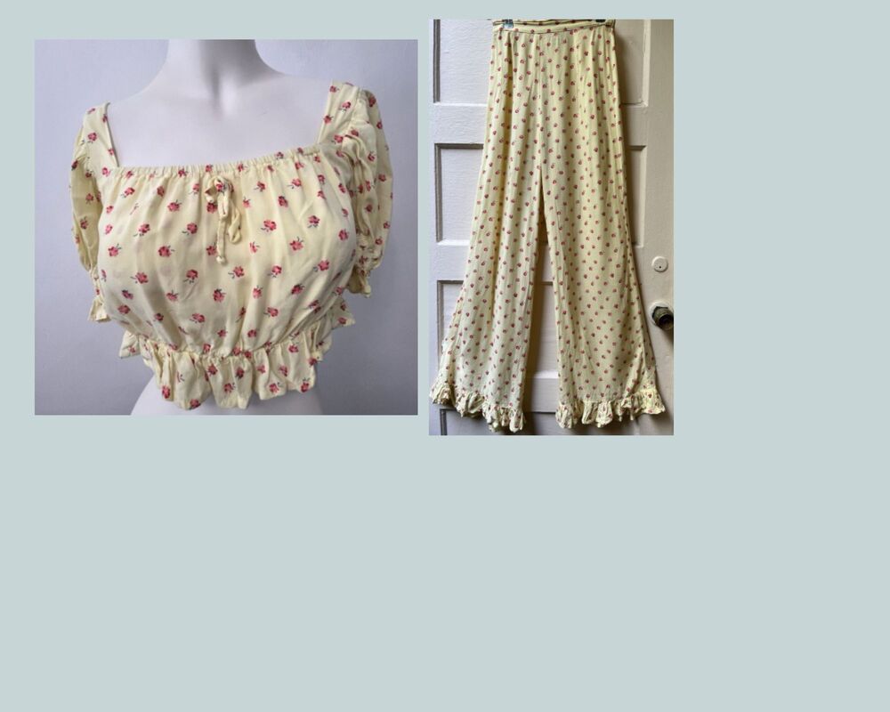 Faithfull The Brand Crop Top Set 2 Pampelonne yellow floral country cottage boho